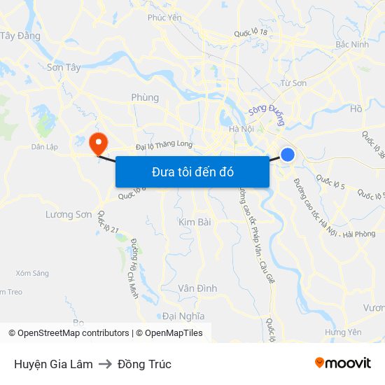 Huyện Gia Lâm to Đồng Trúc map