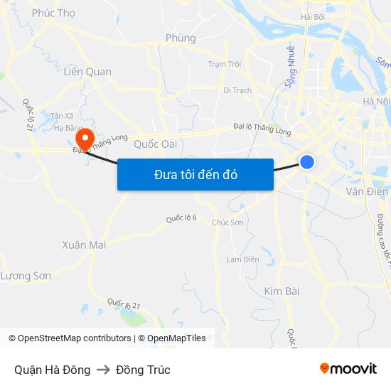 Quận Hà Đông to Đồng Trúc map