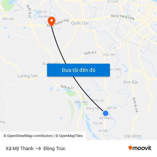 Xã Mỹ Thành to Đồng Trúc map