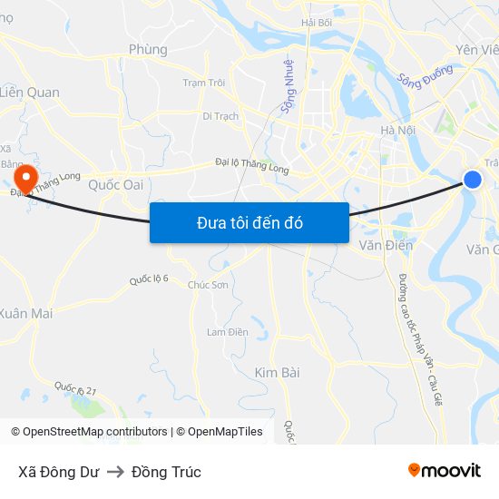 Xã Đông Dư to Đồng Trúc map