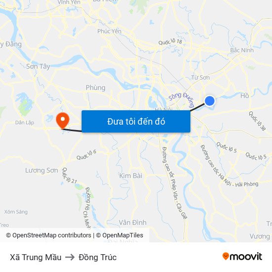 Xã Trung Mầu to Đồng Trúc map