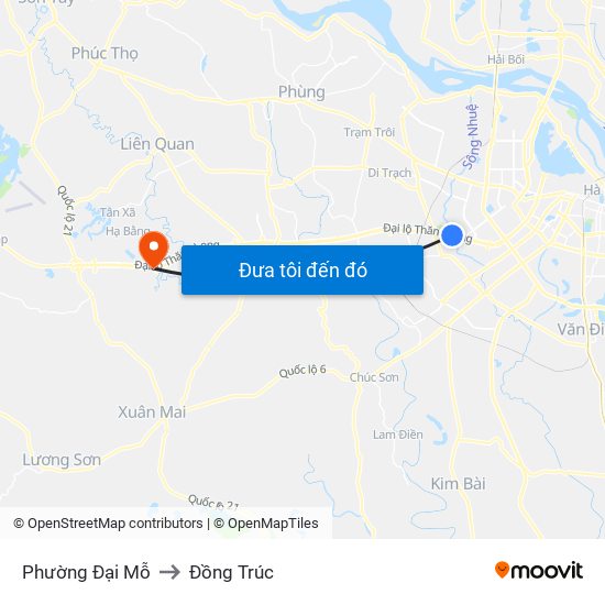 Phường Đại Mỗ to Đồng Trúc map