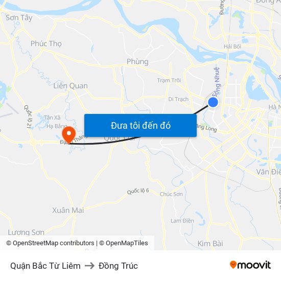 Quận Bắc Từ Liêm to Đồng Trúc map