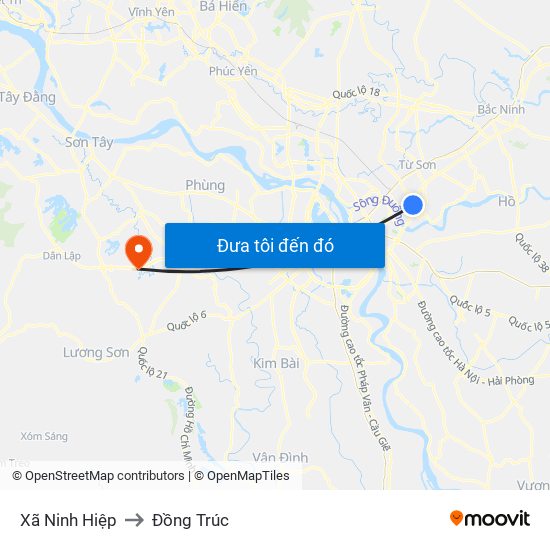 Xã Ninh Hiệp to Đồng Trúc map