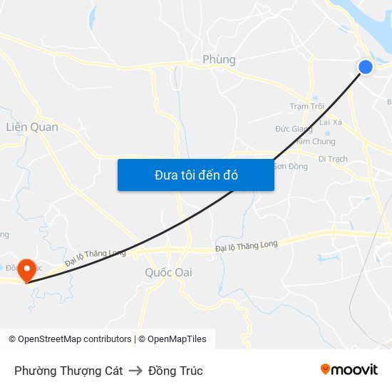 Phường Thượng Cát to Đồng Trúc map