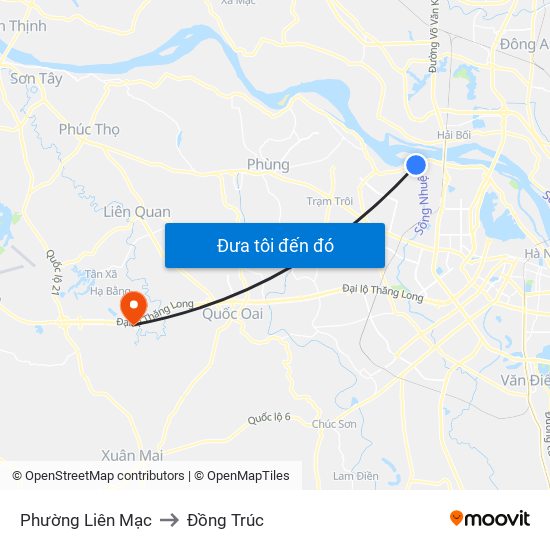 Phường Liên Mạc to Đồng Trúc map