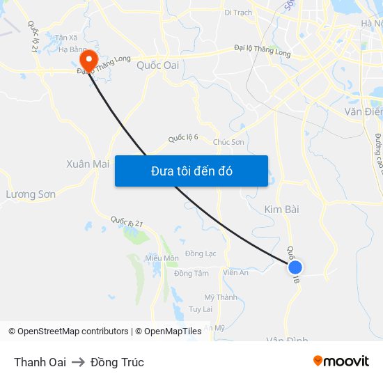 Thanh Oai to Đồng Trúc map