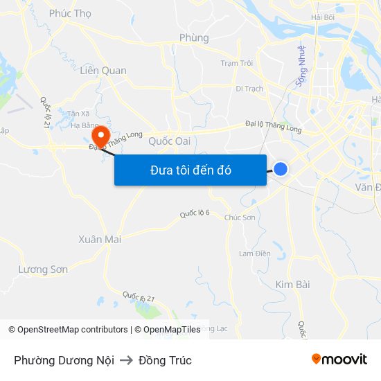 Phường Dương Nội to Đồng Trúc map