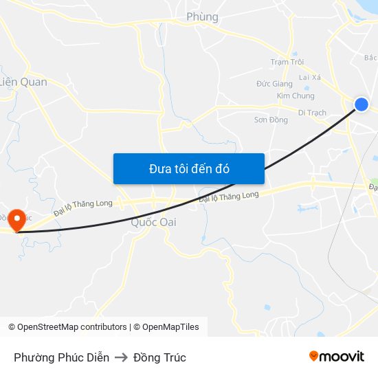 Phường Phúc Diễn to Đồng Trúc map