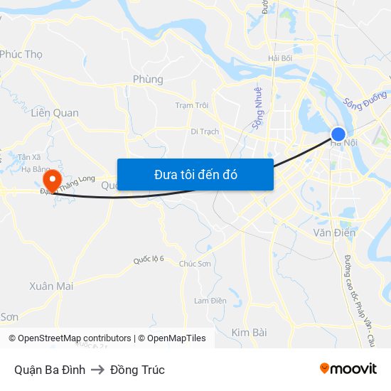 Quận Ba Đình to Đồng Trúc map