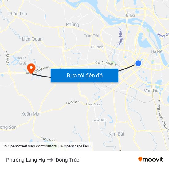 Phường Láng Hạ to Đồng Trúc map