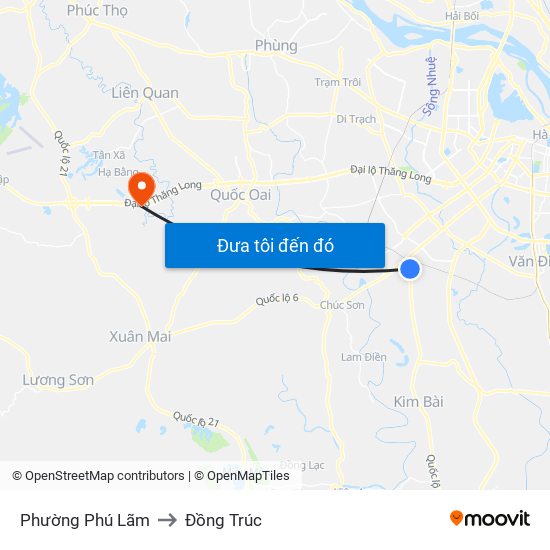 Phường Phú Lãm to Đồng Trúc map