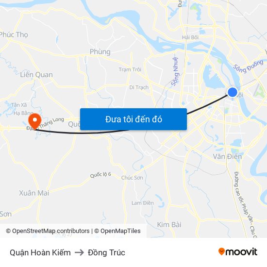 Quận Hoàn Kiếm to Đồng Trúc map