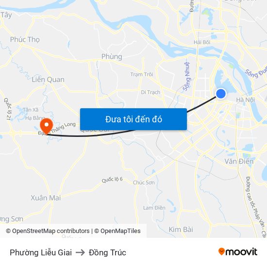 Phường Liễu Giai to Đồng Trúc map