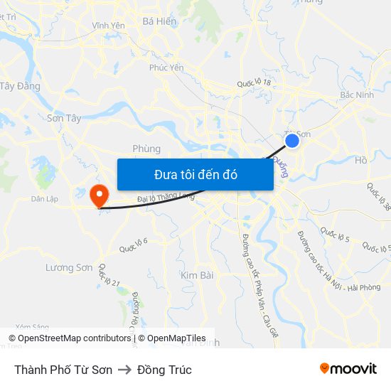 Thành Phố Từ Sơn to Đồng Trúc map