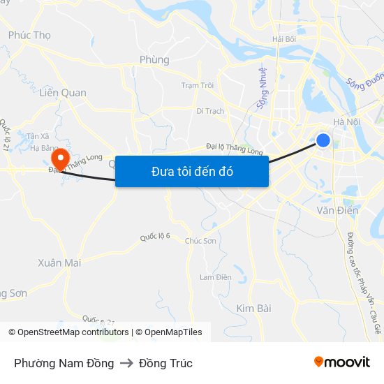 Phường Nam Đồng to Đồng Trúc map
