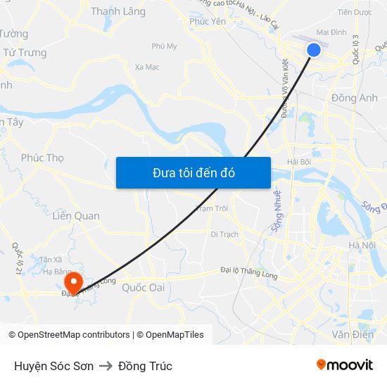 Huyện Sóc Sơn to Đồng Trúc map