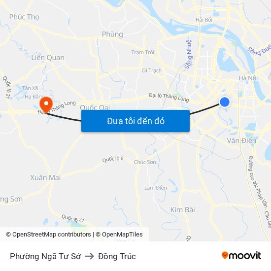 Phường Ngã Tư Sở to Đồng Trúc map