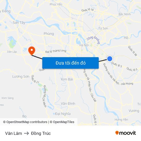 Văn Lâm to Đồng Trúc map