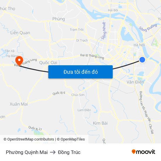Phường Quỳnh Mai to Đồng Trúc map