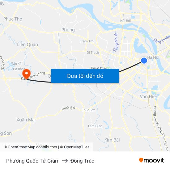 Phường Quốc Tử Giám to Đồng Trúc map