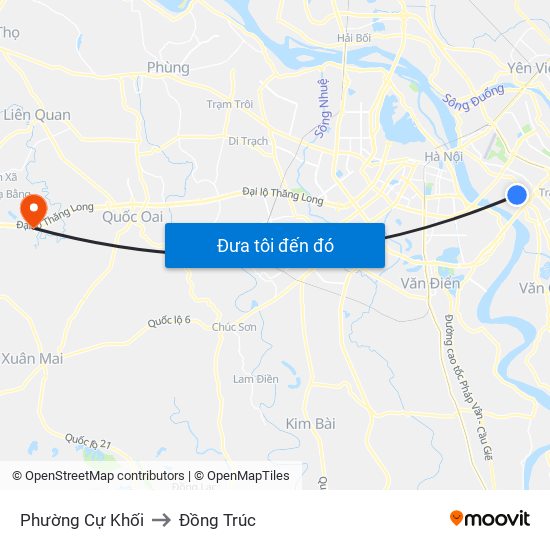 Phường Cự Khối to Đồng Trúc map