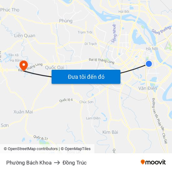 Phường Bách Khoa to Đồng Trúc map