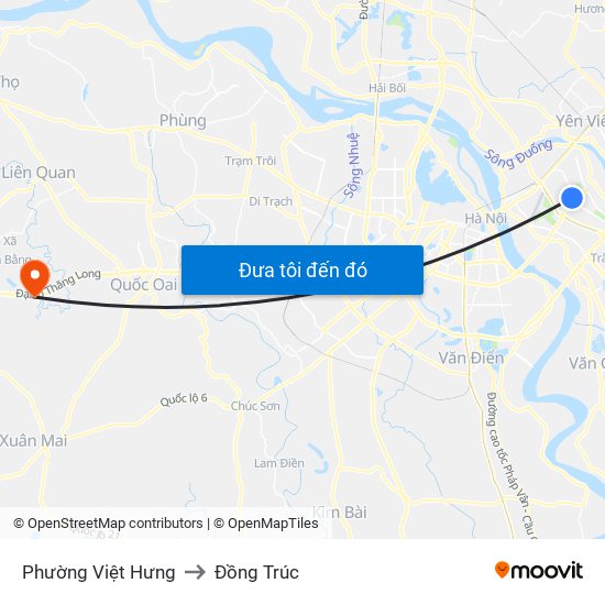 Phường Việt Hưng to Đồng Trúc map