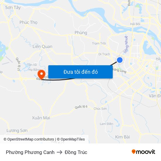 Phường Phương Canh to Đồng Trúc map