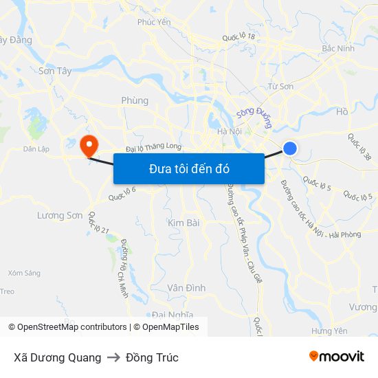 Xã Dương Quang to Đồng Trúc map