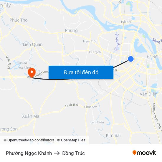 Phường Ngọc Khánh to Đồng Trúc map