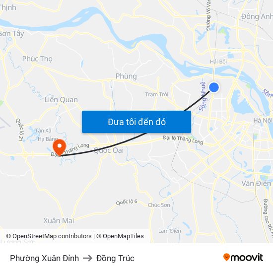 Phường Xuân Đỉnh to Đồng Trúc map