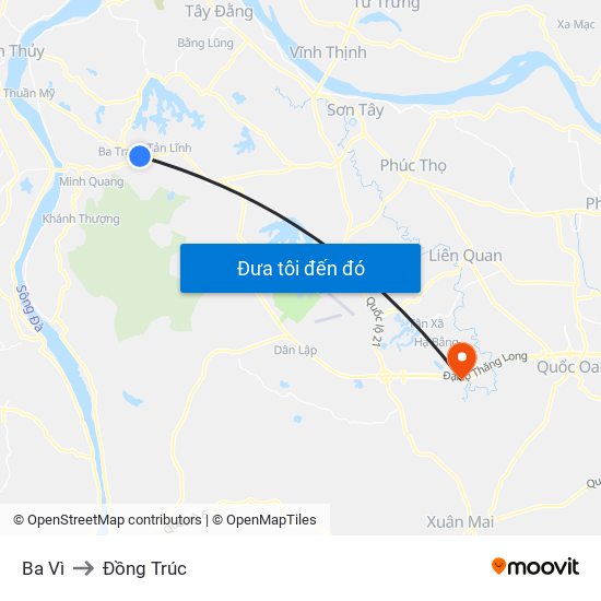 Ba Vì to Đồng Trúc map