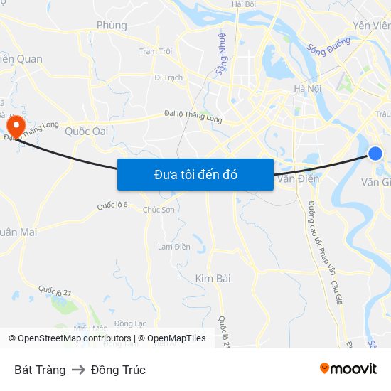 Bát Tràng to Đồng Trúc map