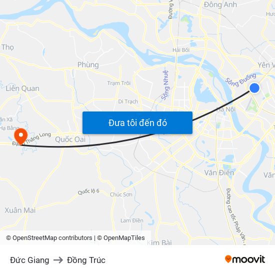 Đức Giang to Đồng Trúc map