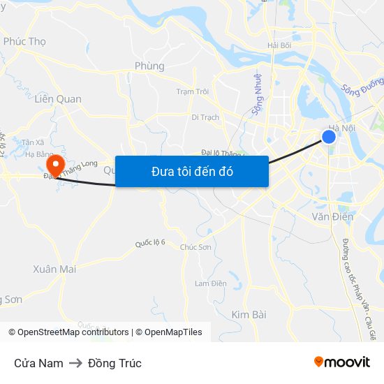 Cửa Nam to Đồng Trúc map