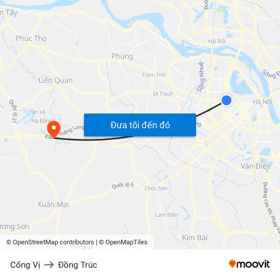 Cống Vị to Đồng Trúc map