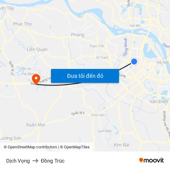 Dịch Vọng to Đồng Trúc map