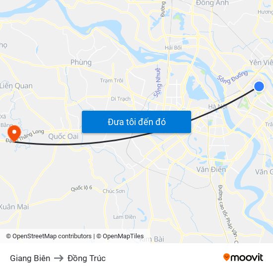 Giang Biên to Đồng Trúc map