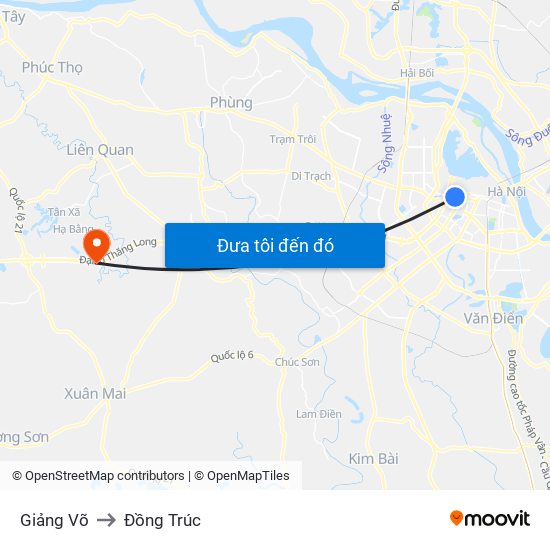 Giảng Võ to Đồng Trúc map