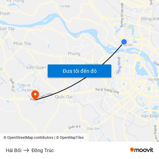 Hải Bối to Đồng Trúc map