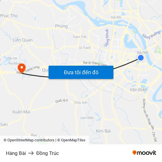 Hàng Bài to Đồng Trúc map