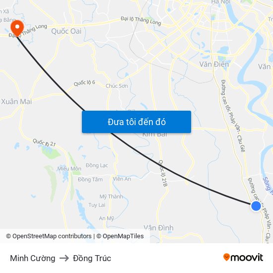 Minh Cường to Đồng Trúc map