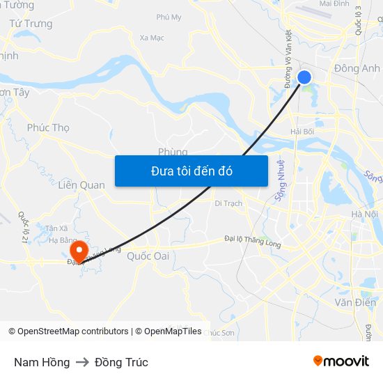 Nam Hồng to Đồng Trúc map