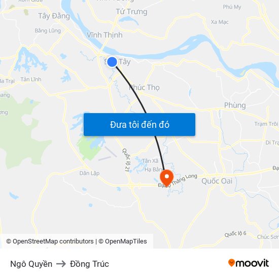 Ngô Quyền to Đồng Trúc map