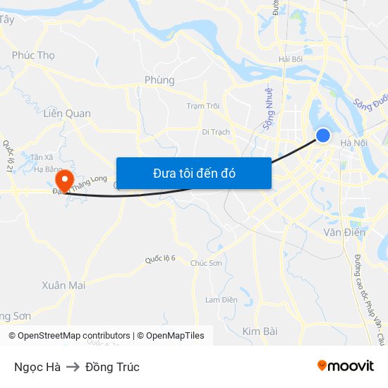 Ngọc Hà to Đồng Trúc map