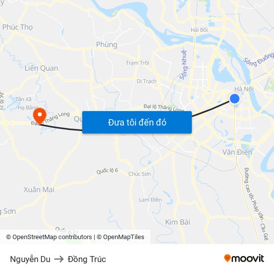 Nguyễn Du to Đồng Trúc map