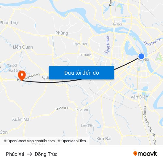 Phúc Xá to Đồng Trúc map