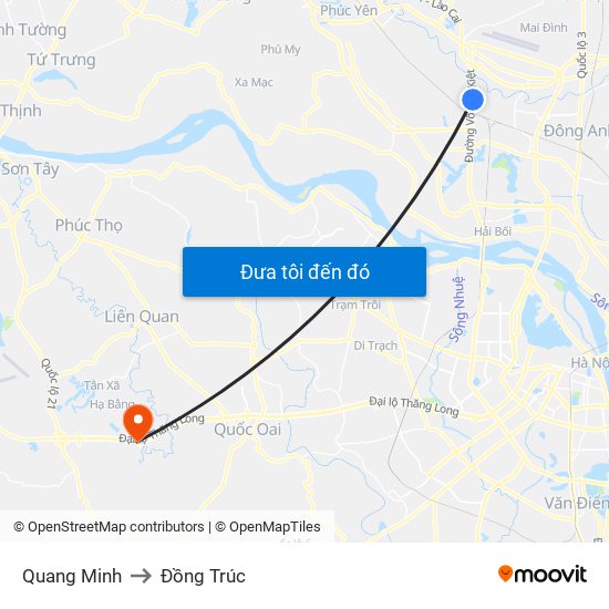 Quang Minh to Đồng Trúc map