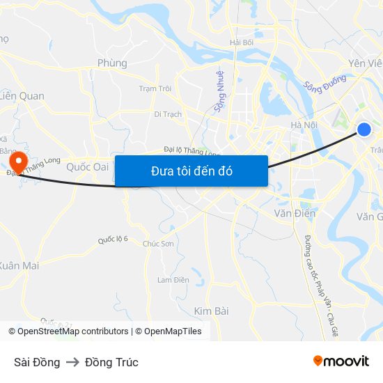 Sài Đồng to Đồng Trúc map
